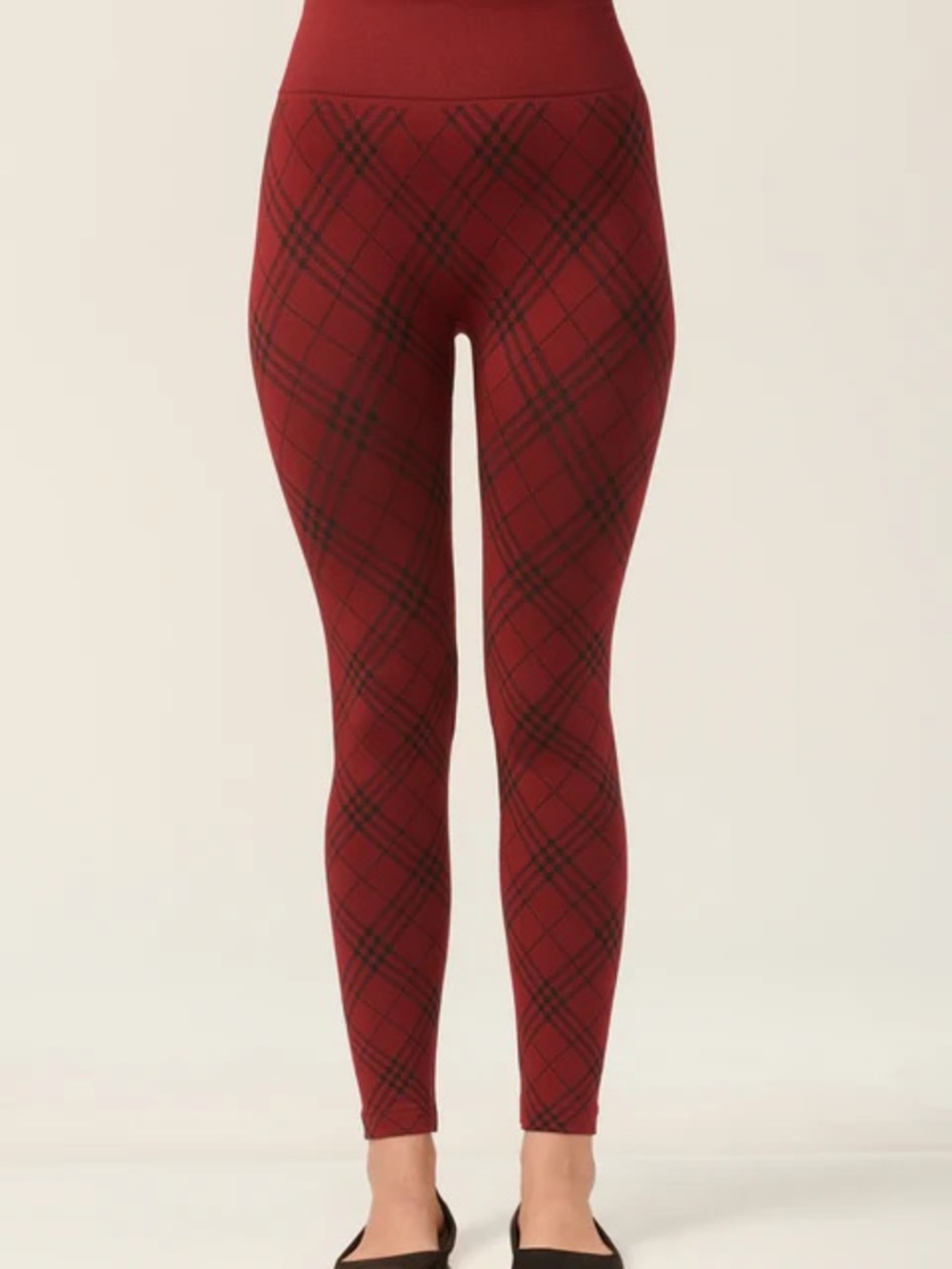 Charlie Paige Red Plaid High-Rise Leggings